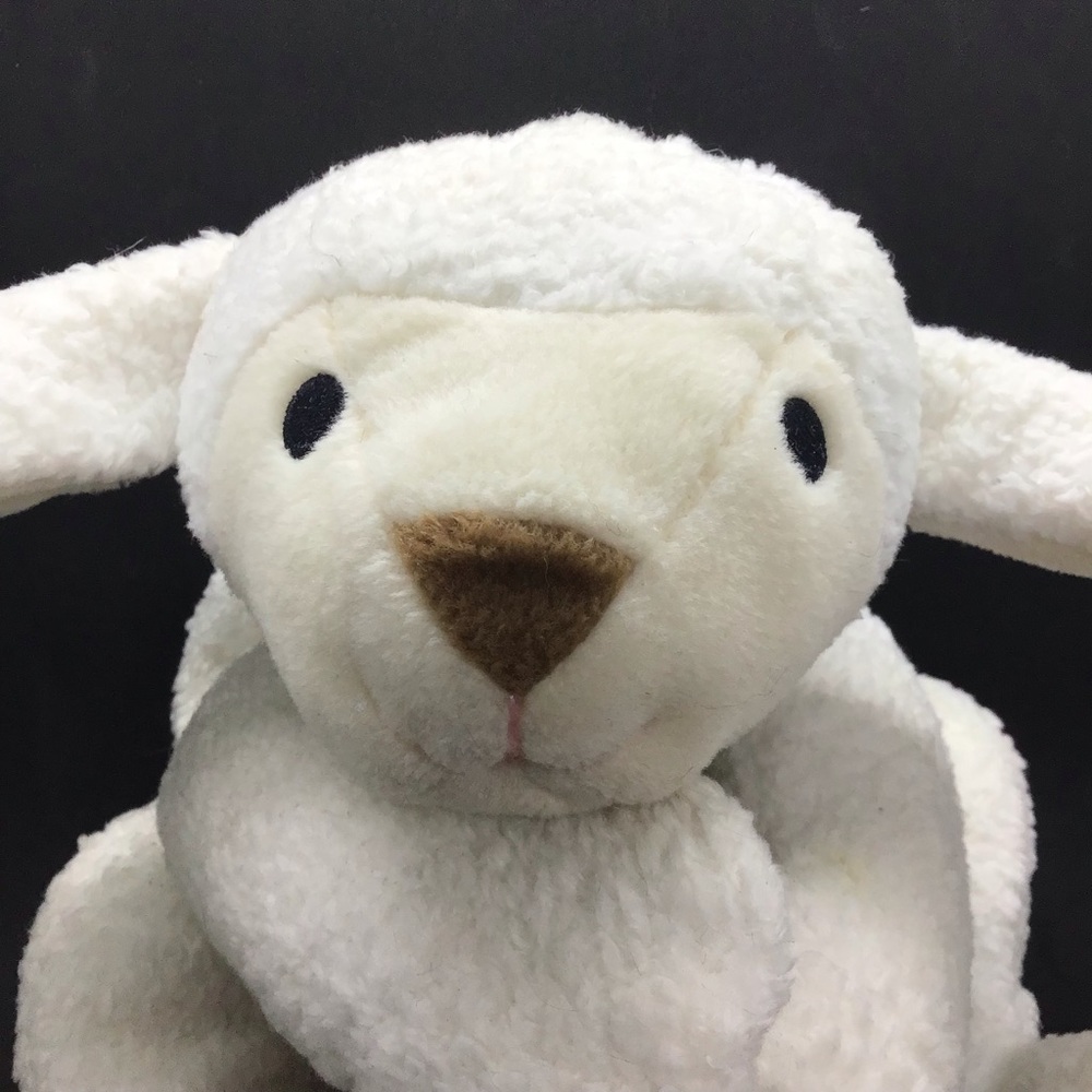 1996 Ty Pillow Pals White Lamb BaBa Yellow Ribbon Easter Plush Stuffed Animal
